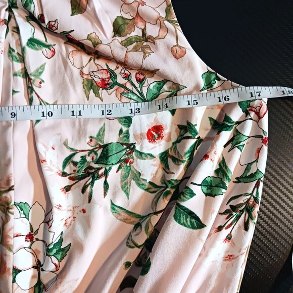London Times Light Pink Floral Sleeveless Cropped Jersey Jumpsuit Size 6 - Picture 11 of 16